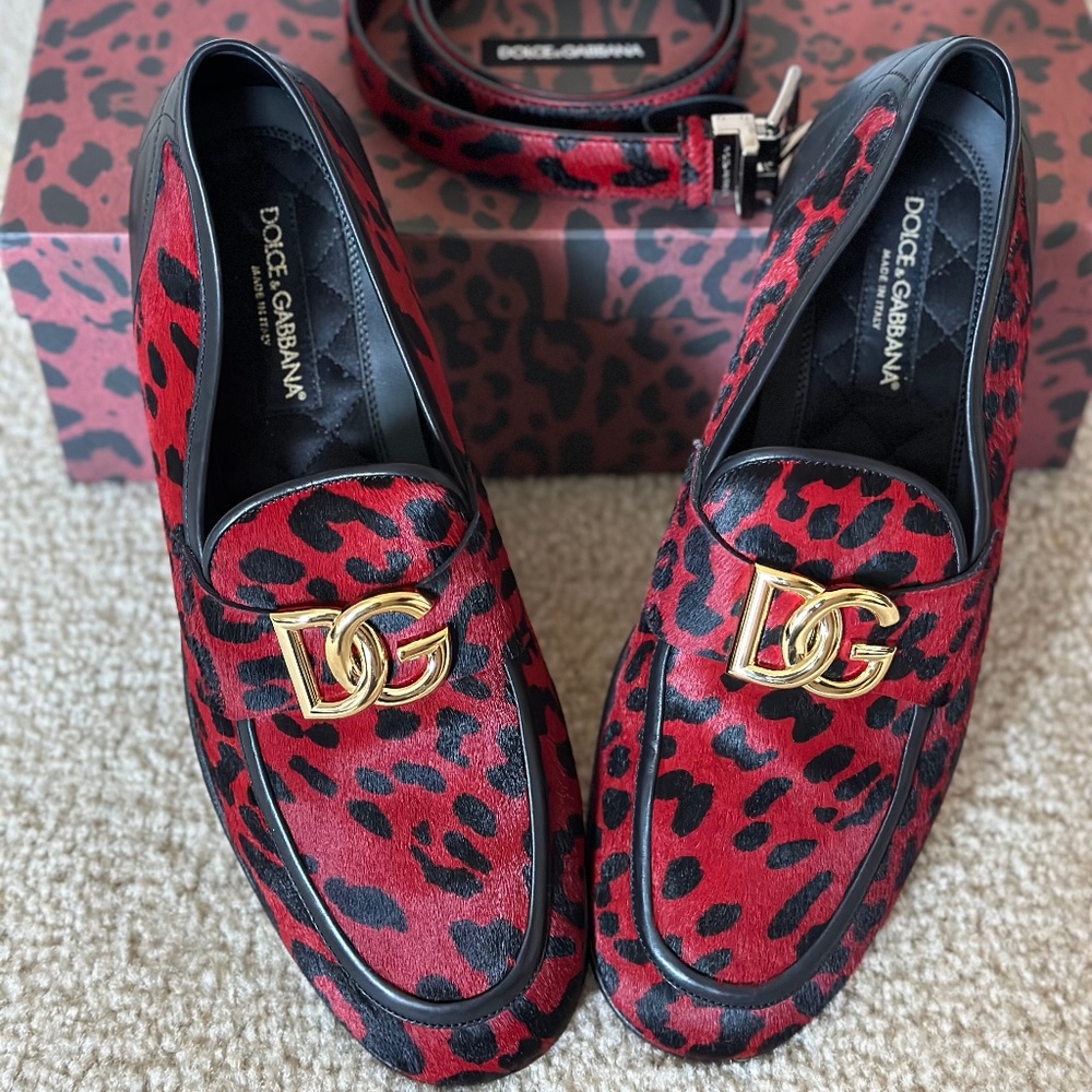 Dolce & Gabbana Leopard-print logo-buckle loafers